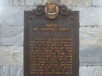 Martyr of Camarines Norte historical marker