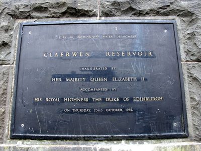 Plaque, Claerwen Reservoir, Elan Valley Reservoirs, Wales