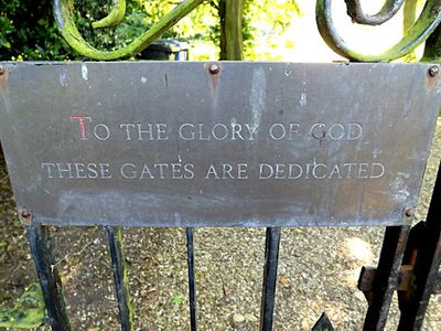 Plaque on the gates of St. Peter's Church