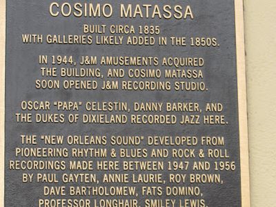 "First Recording studio of Cosimo Matassa"