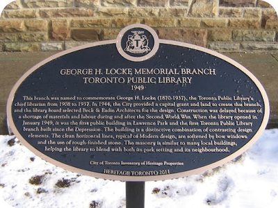 George H. Locke Memorial Branch Toronto Public Library 1949