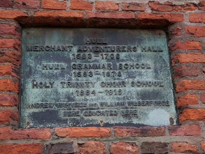 Plaque, the former Old Grammar School, Hull