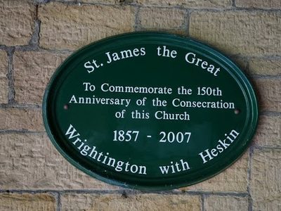 Plaque at St James the Great Church, Wrightington
