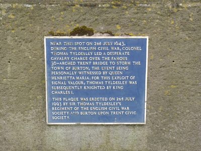 Blue plaque on Burton Bridge