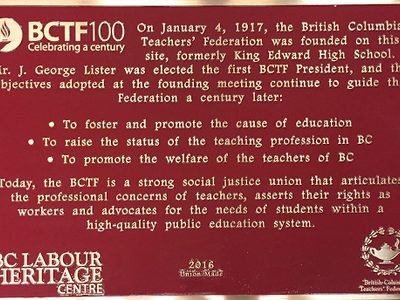 BC Teachers' Federation 100 Years