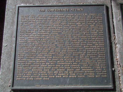 The Battle of Peachtree Creek Plaque 5 - The Confederate Attack