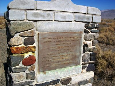 Historic plaque at Ballarat ghost town near Death Valley