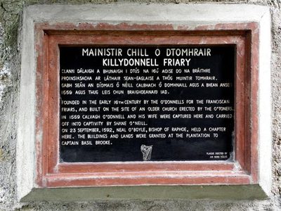 Plaque, Killydonnell Friary