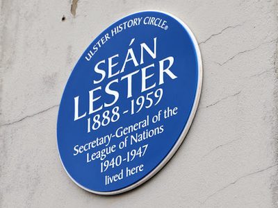 Sean Lester plaque, Belfast
