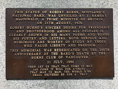 Robert Burns Plaque Stanley Park