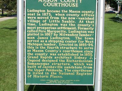 Historical Marker, Mason County Courthouse, Michigan