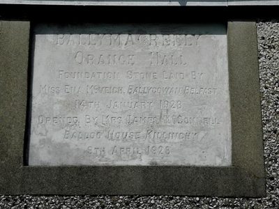 Plaque, Ballymacreely Orange Hall