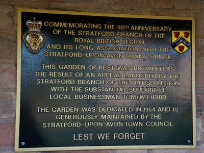 Royal British Legion plaque