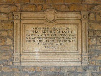 Memorial to Thomas Arthur Dickson on Sywell village hall