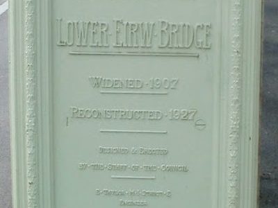 Plaque on Lower Eirw Bridge, Trehafod