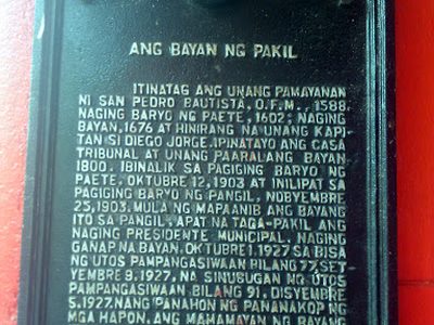 The Town of Pakil historical marker