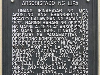 Archbishopric of Lipa historical marker