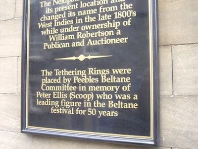 A tethering ring on the wall of the re-located Neidpath Inn