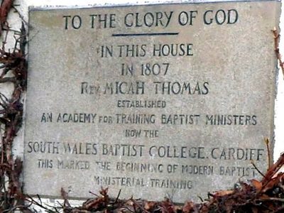 Baptist Academy 1807 plaque, Abergavenny