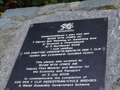 A plaque on the Wales Coast Path
