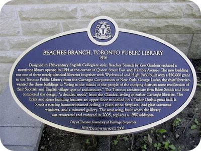 Beaches Branch, Toronto Public Library 1916