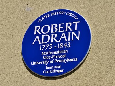 Robert Adrain plaque, Carrickfergus