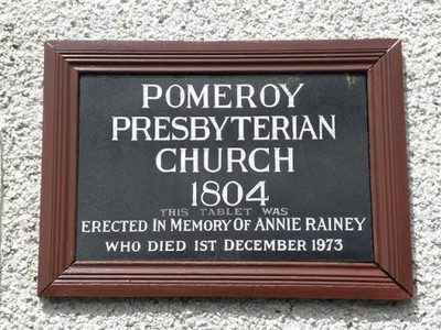 Plaque, Pomeroy Presbyterian Church