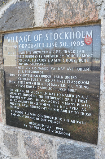 Village of Stockholm, Saskatchewan, Incorporation 90th Anniversary Plaque