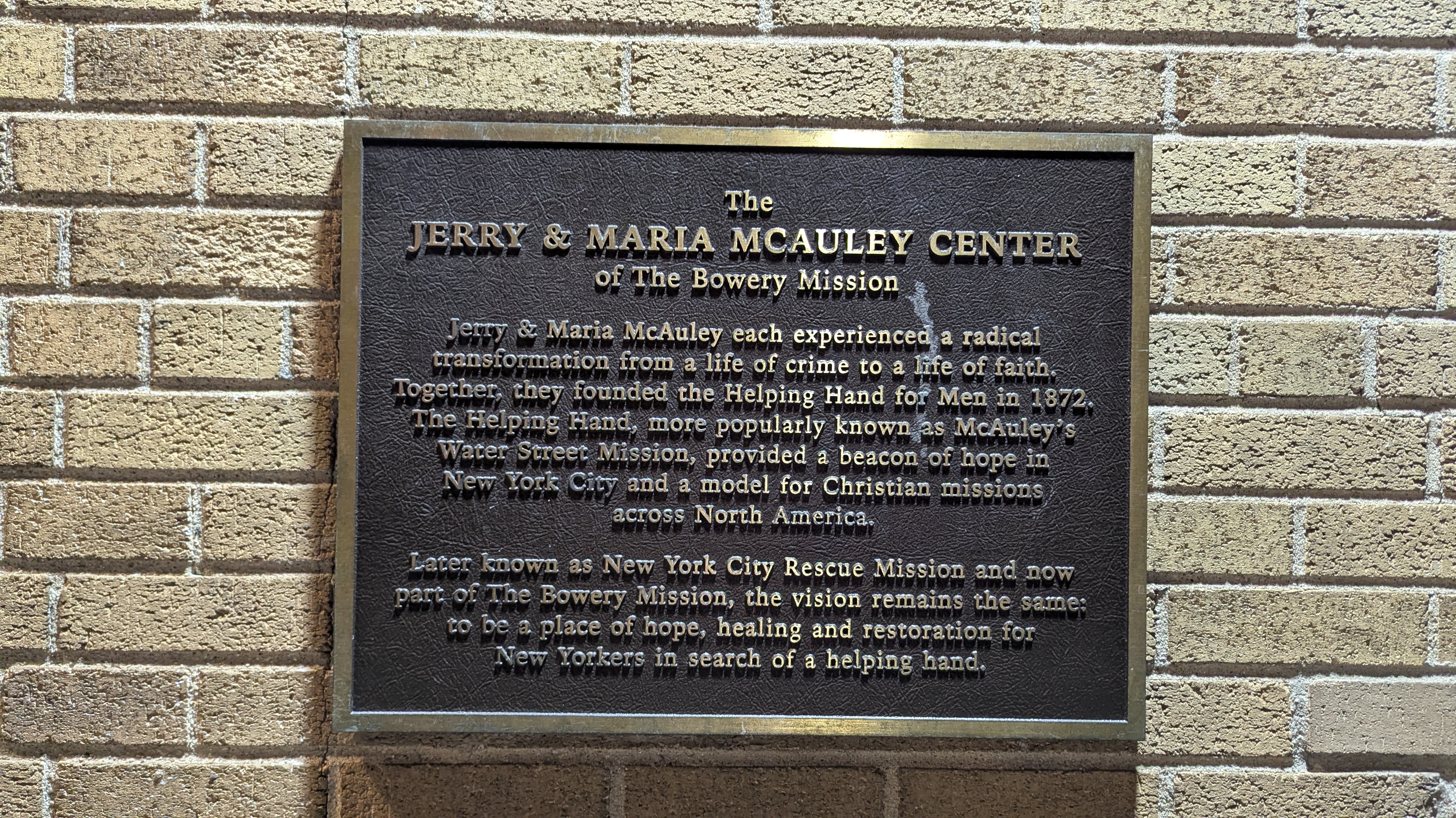 The Jerry & Maria McAuley Center of The Bowery Mission