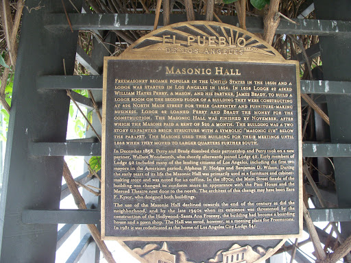 Masonic Hall Plaque - El Pueblo de Los Angeles (Olvera St.)