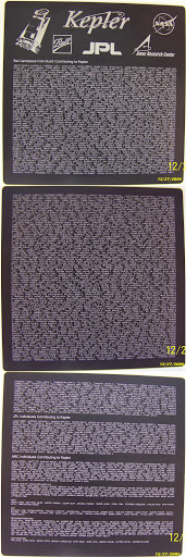 Kepler Spacecraft Plaque