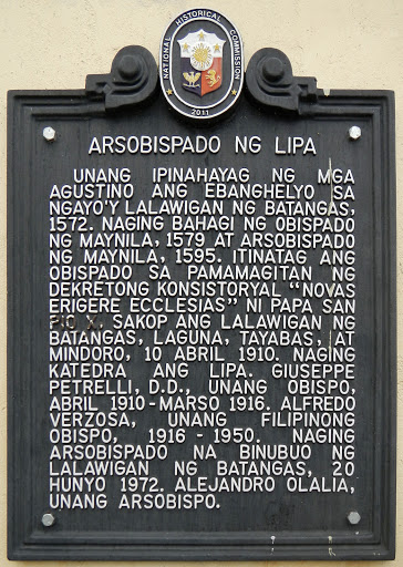 Archbishopric of Lipa historical marker