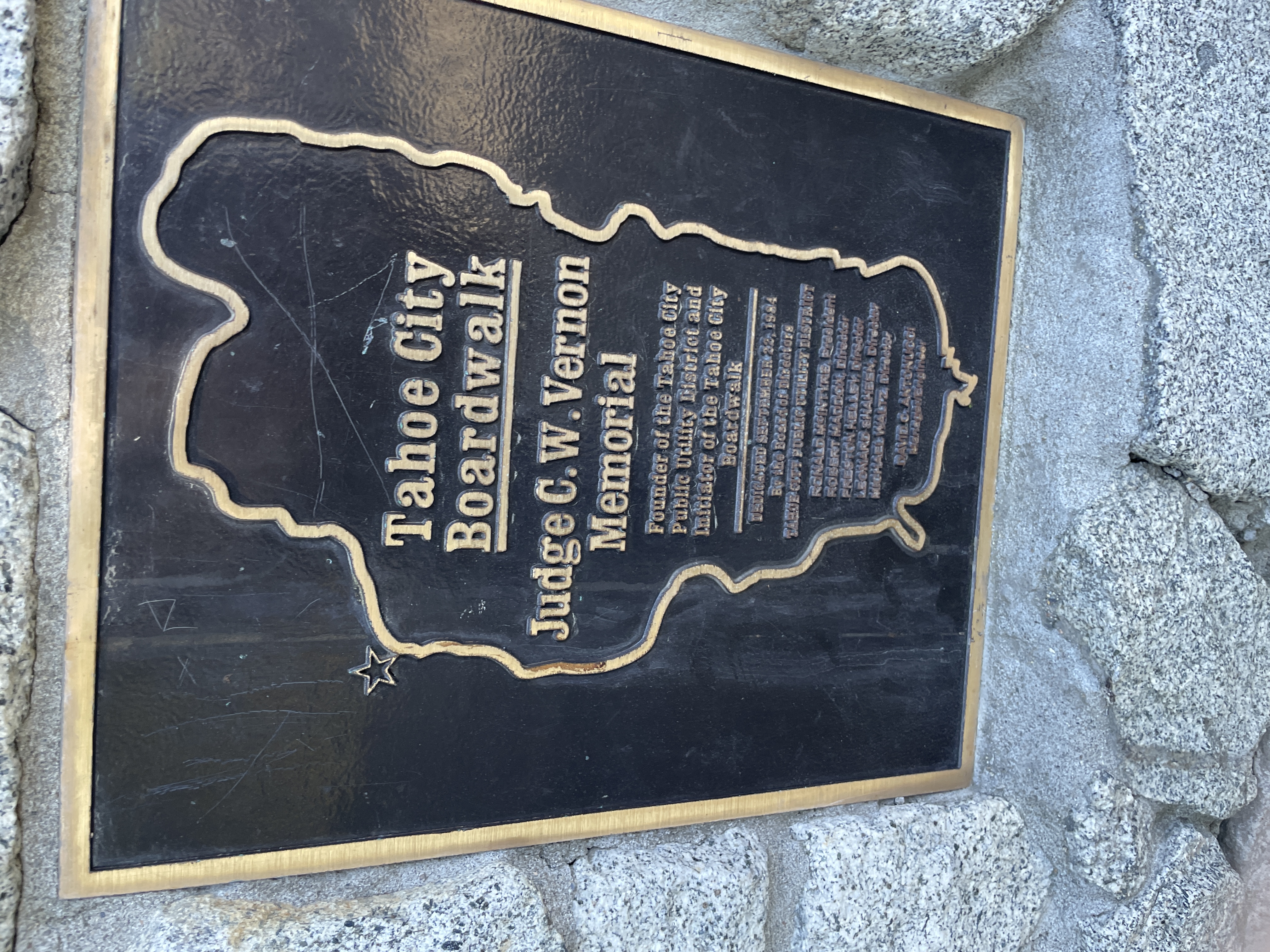 Tahoe City Boardwalk Judge C. W. Vernon Memorial