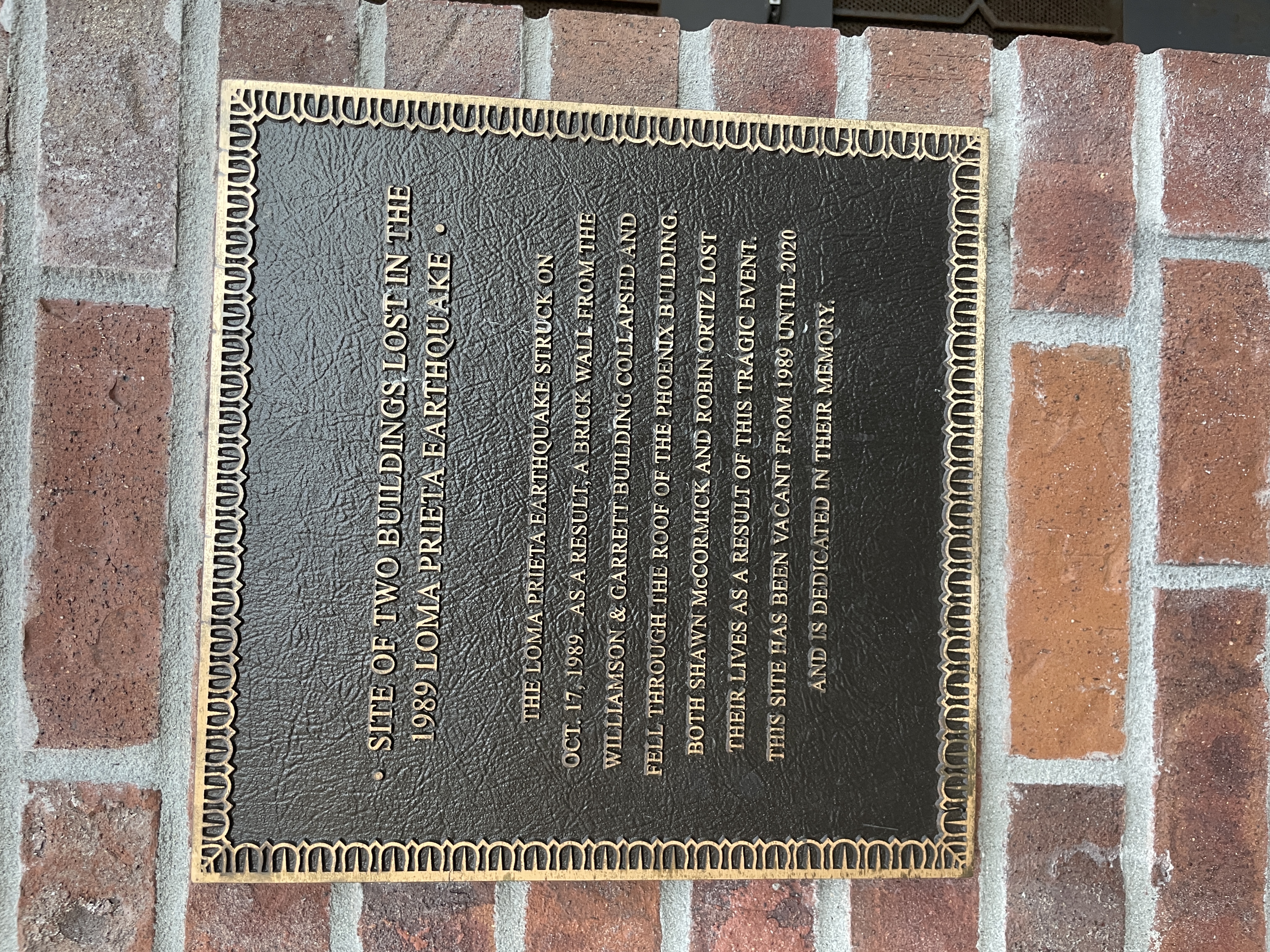 Site of Two Buildings Lost in the 1989 Loma Prieta Earthquake