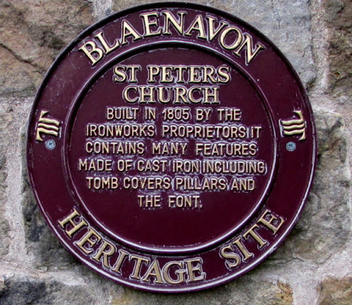 Heritage Site plaque on St Peter's Church, Blaenavon