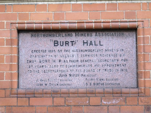 Plaque on Burt Hall, Northumberland Road, NE1