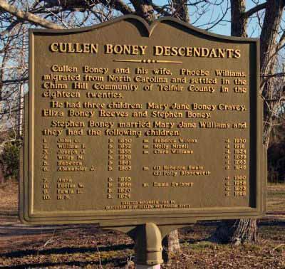 Cullen Boney Descendents