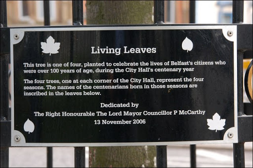 Plaque near Belfast City Hall