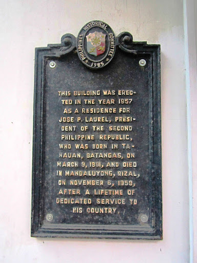 Jose P. Laurel residence historical marker