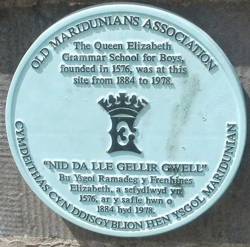 Plaque marking site of Queen Elizabeth Grammar School for Boys, Carmarthen