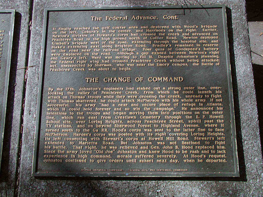 The Battle of Peachtree Creek Plaque 4 - The Federal Advance Cont. - The Change of Command