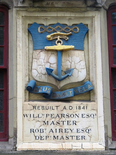 Plaque above the entrance to Trinity House Yard, Broad Chare, NE1