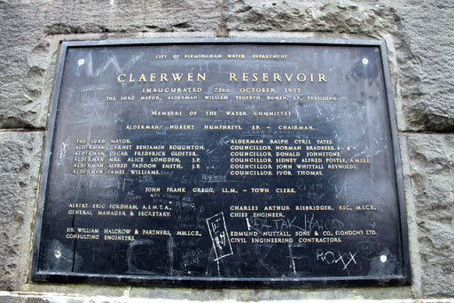 Plaque, Claerwen Reservoir, Elan Valley Reservoirs, Wales