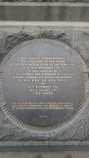 Centenary Plaque Melbourne Town Hall