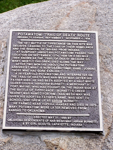 Potawatomi "Trail of Death" Route