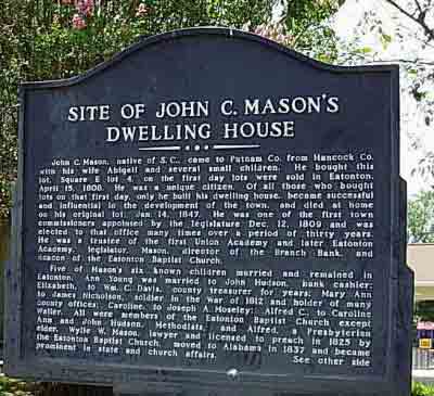 Site of John C. Mason's Dwelling House (Side 1)