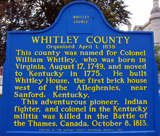 Whitley County  Organized April 1, 1838
