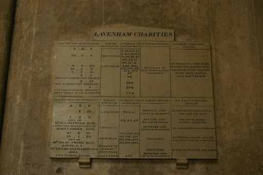 Lavenham church: list of charities, in the base of the tower