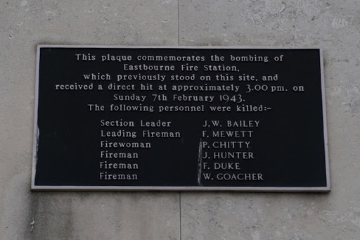 Plaque at the former Eastbourne Fire Station