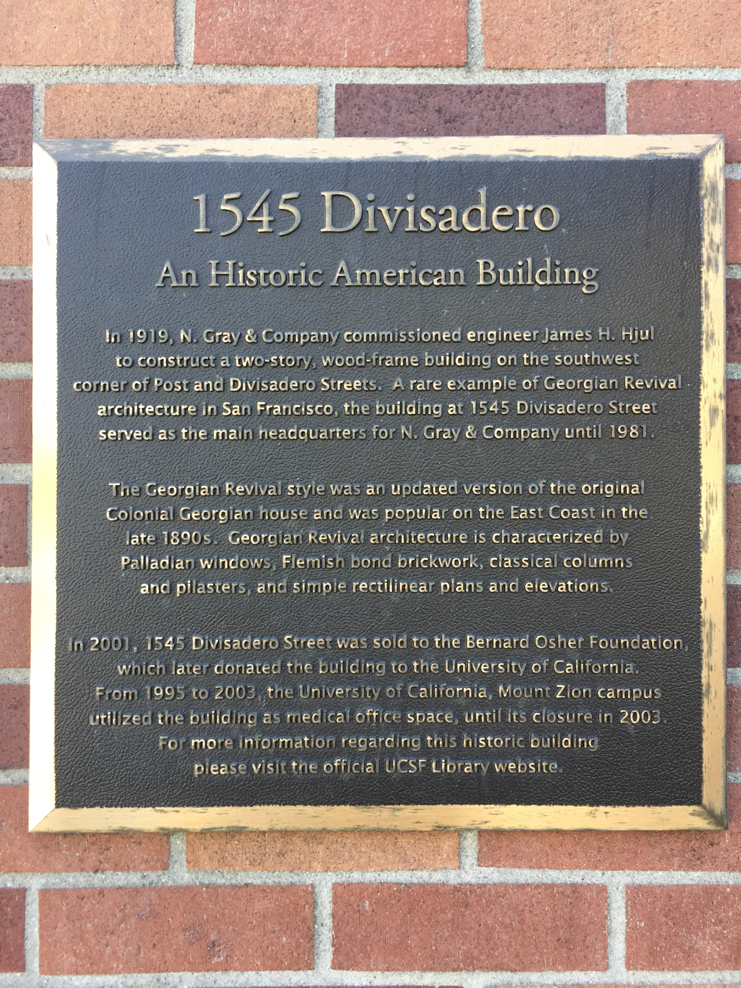 1545 Divisadero An Historic American Building